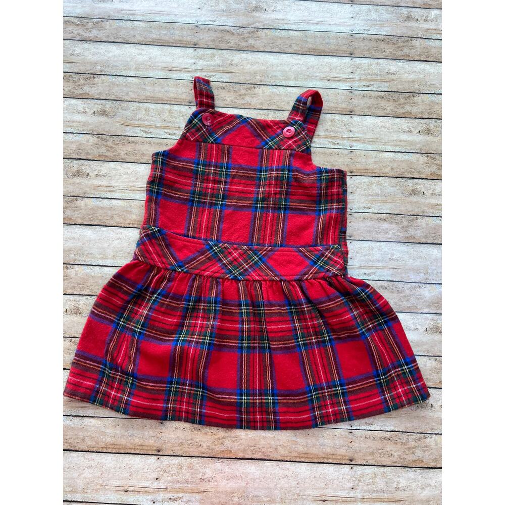 Vintage Alyssa Girls Red Tartan Jumper Dress Size 4 Classic Plaid Christmas